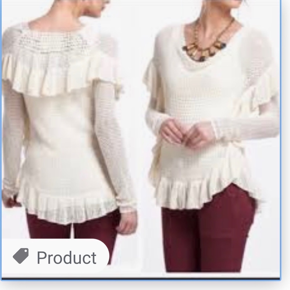 NWOT. Lacey long sleeve top with frills detail.